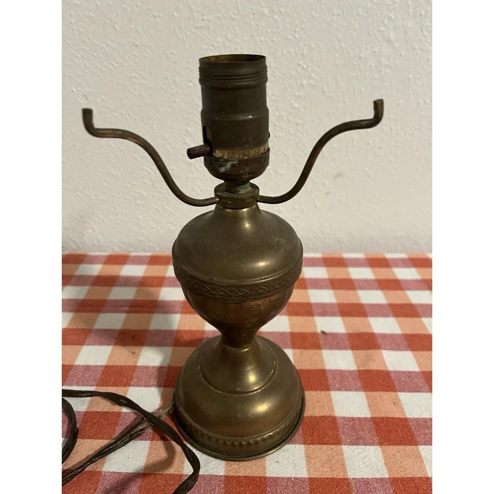 Vintage Converted Brass Oil Lamp Antique Untested